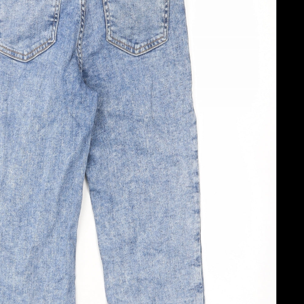 F&F Womens Blue Cotton Cropped Jeans Size 10 L20 in Regular Zip - Pockets, Belt Loops