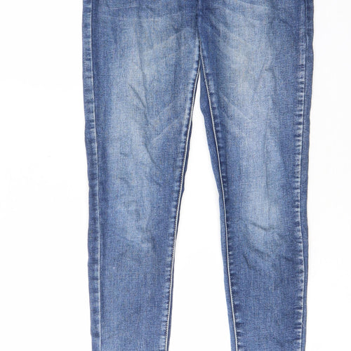 MOMOKROM Womens Blue Cotton Skinny Jeans Size 8 L27 in Regular Zip - Pockets, Belt Loops