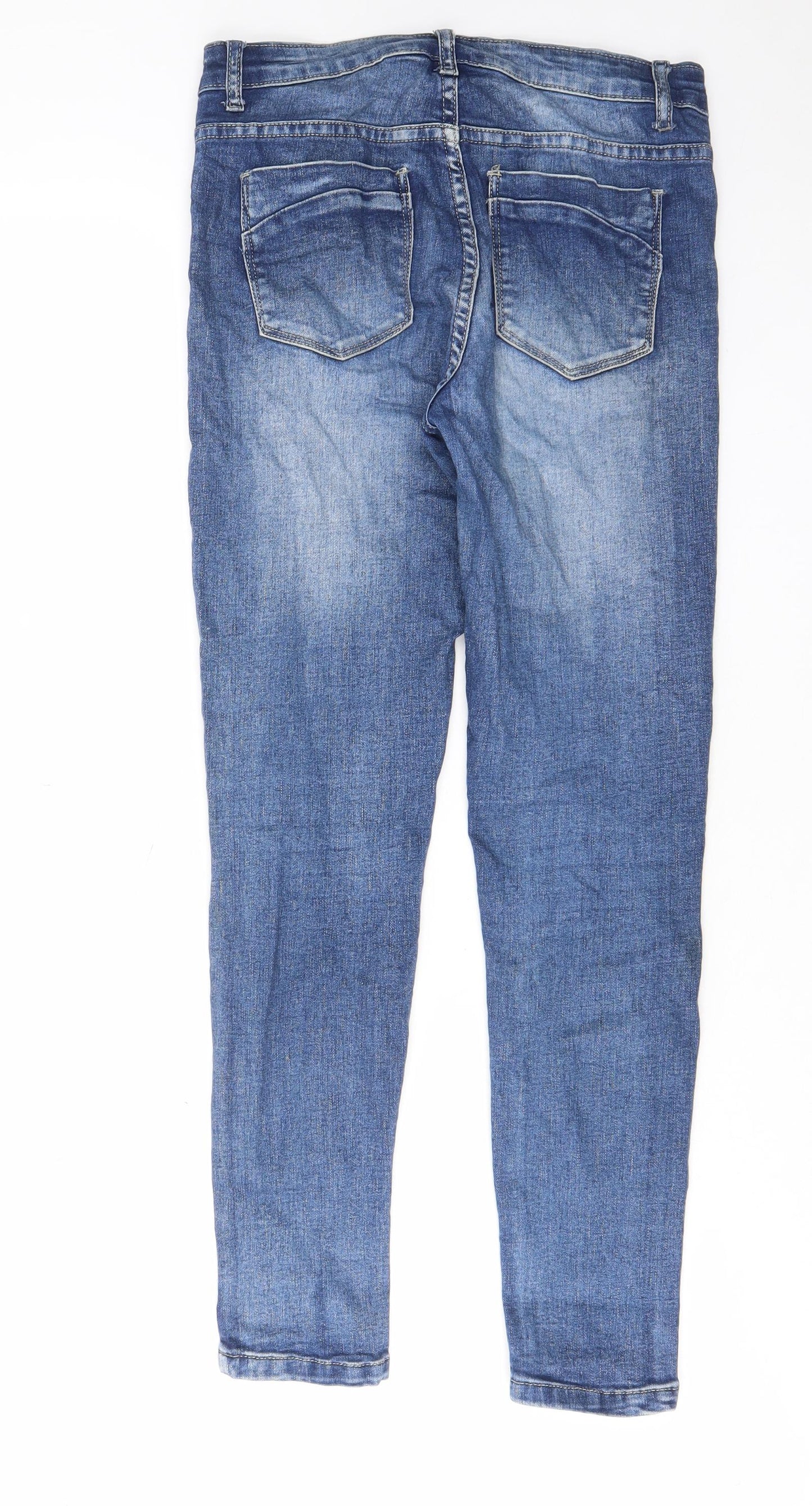 MOMOKROM Womens Blue Cotton Skinny Jeans Size 8 L27 in Regular Zip - Pockets, Belt Loops