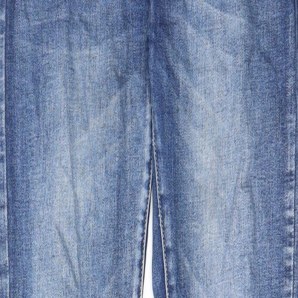 MOMOKROM Womens Blue Cotton Skinny Jeans Size 8 L27 in Regular Zip - Pockets, Belt Loops