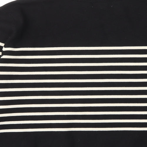H&M Womens Black High Neck Striped Viscose Pullover Jumper Size M