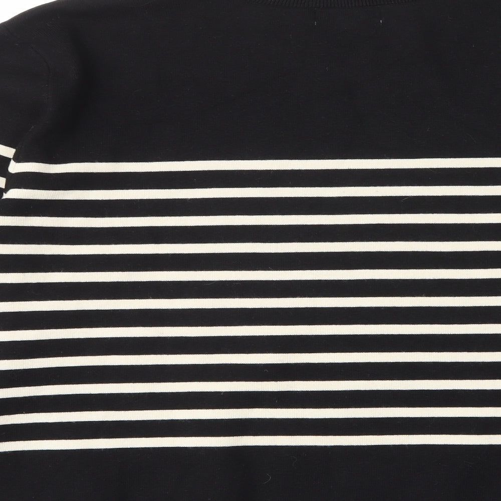 H&M Womens Black High Neck Striped Viscose Pullover Jumper Size M