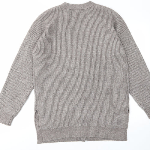 Marks and Spencer Womens Brown V-Neck Acrylic Cardigan Jumper Size M - Buttons, Pockets