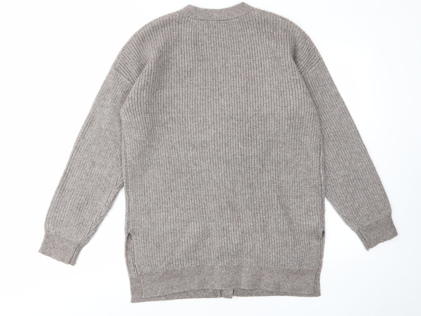 Marks and Spencer Womens Brown V-Neck Acrylic Cardigan Jumper Size M - Buttons, Pockets
