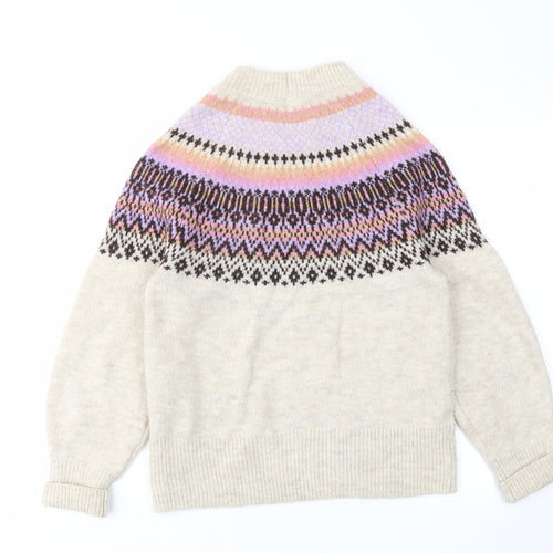 NEXT Womens Multicoloured High Neck Fair Isle Acrylic Pullover Jumper Size S