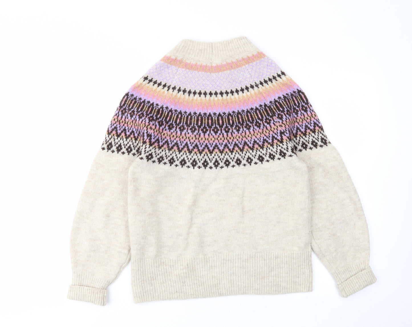 NEXT Womens Multicoloured High Neck Fair Isle Acrylic Pullover Jumper Size S