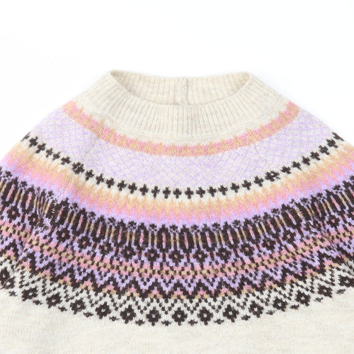 NEXT Womens Multicoloured High Neck Fair Isle Acrylic Pullover Jumper Size S