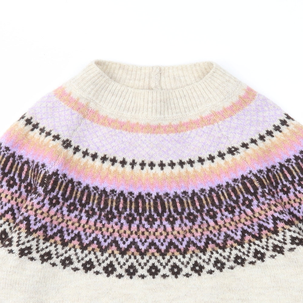 NEXT Womens Multicoloured High Neck Fair Isle Acrylic Pullover Jumper Size S