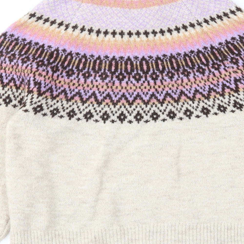 NEXT Womens Multicoloured High Neck Fair Isle Acrylic Pullover Jumper Size S
