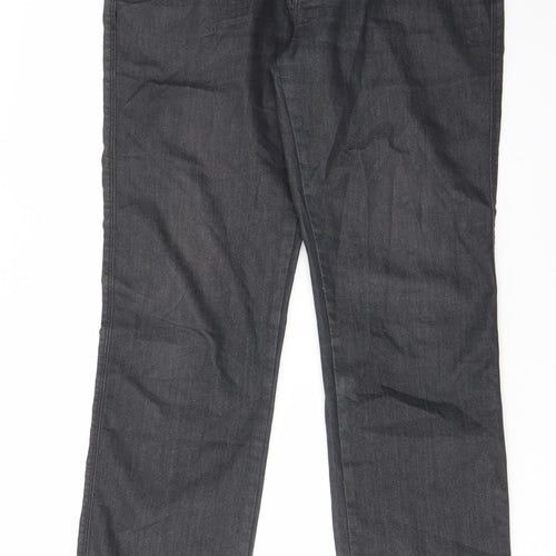 River Island Mens Black Cotton Straight Jeans Size 34 in L32 in Regular Zip - Pockets, Belt Loops
