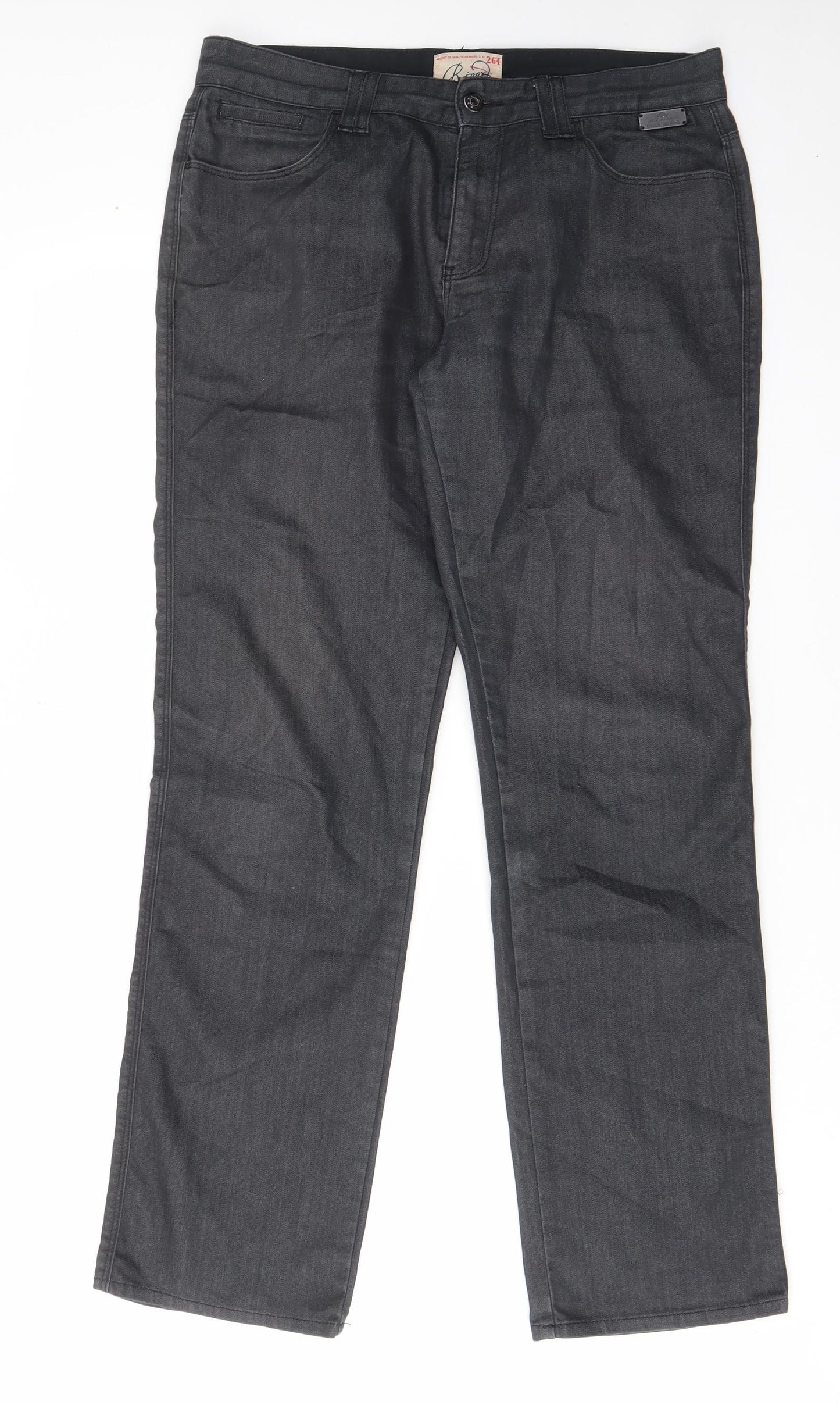 River Island Mens Black Cotton Straight Jeans Size 34 in L32 in Regular Zip - Pockets, Belt Loops