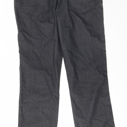 River Island Mens Black Cotton Straight Jeans Size 34 in L32 in Regular Zip - Pockets, Belt Loops