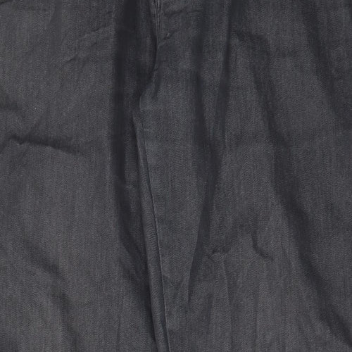 River Island Mens Black Cotton Straight Jeans Size 34 in L32 in Regular Zip - Pockets, Belt Loops