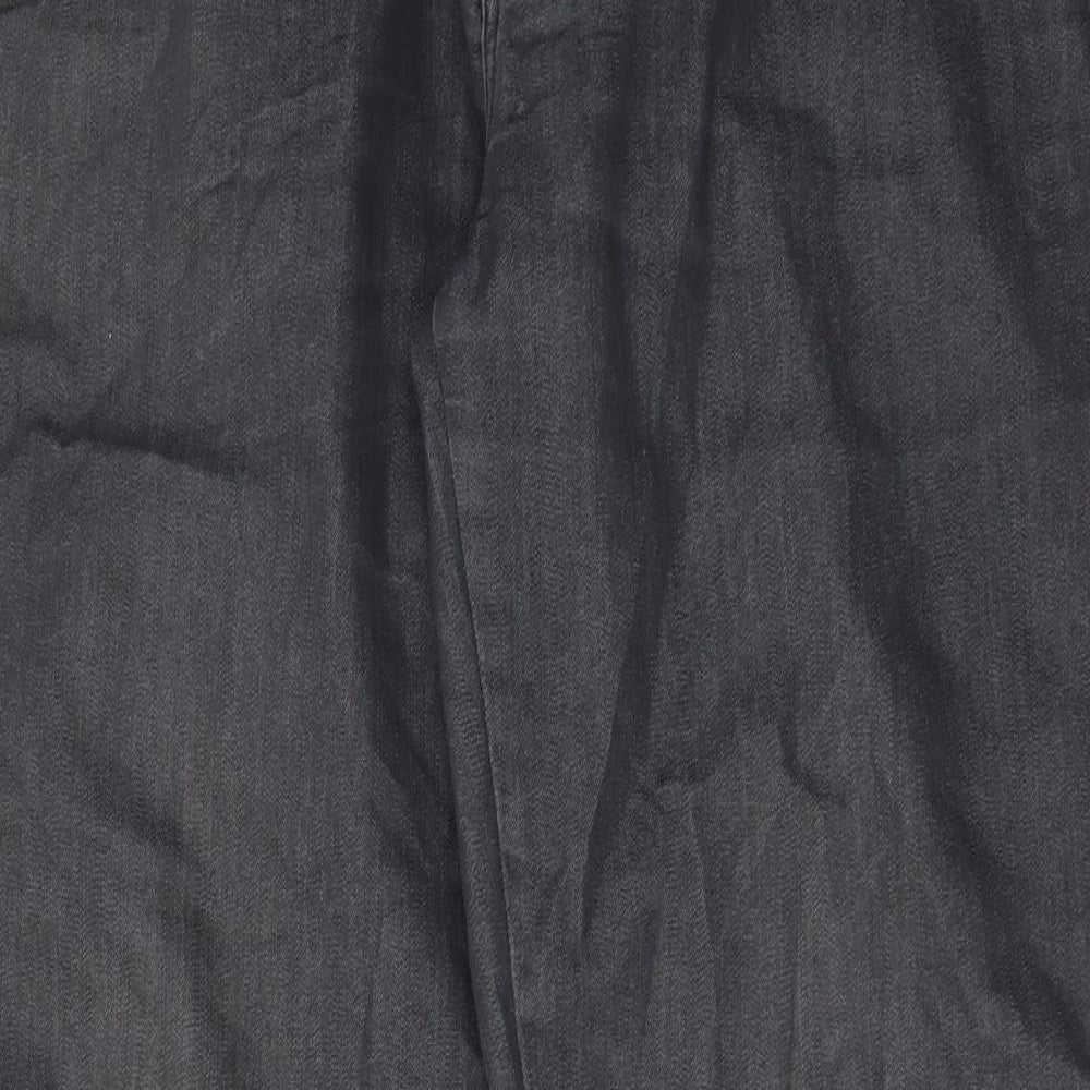 River Island Mens Black Cotton Straight Jeans Size 34 in L32 in Regular Zip - Pockets, Belt Loops