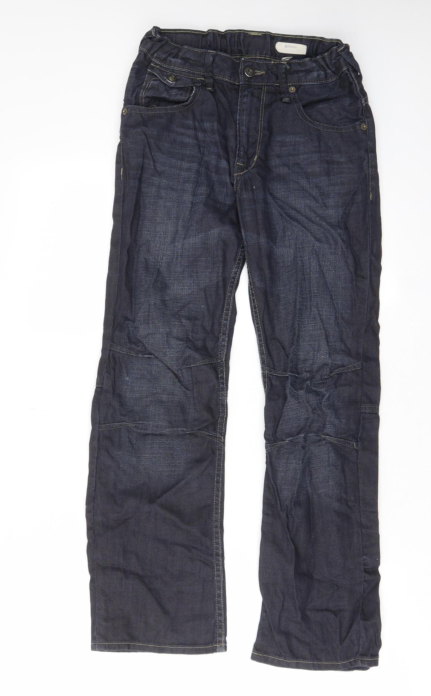 H&M Boys Blue Cotton Straight Jeans Size 11-12 Years Regular Zip - Pockets, Belt Loops