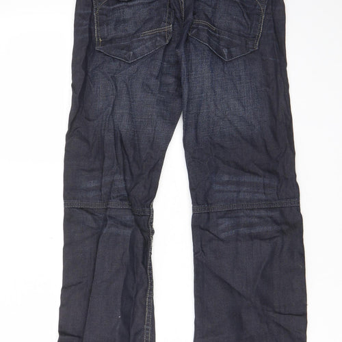 H&M Boys Blue Cotton Straight Jeans Size 11-12 Years Regular Zip - Pockets, Belt Loops