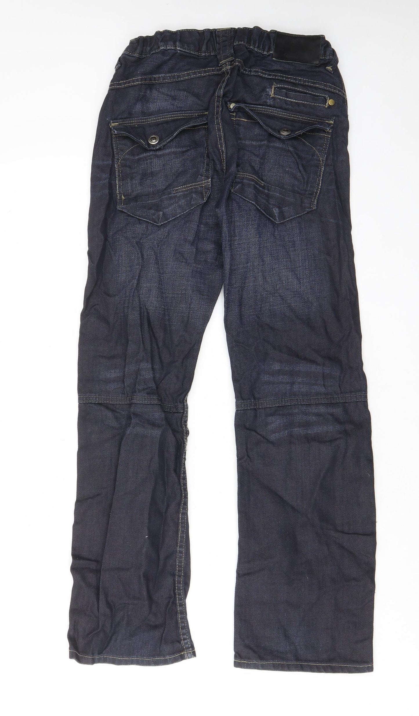 H&M Boys Blue Cotton Straight Jeans Size 11-12 Years Regular Zip - Pockets, Belt Loops