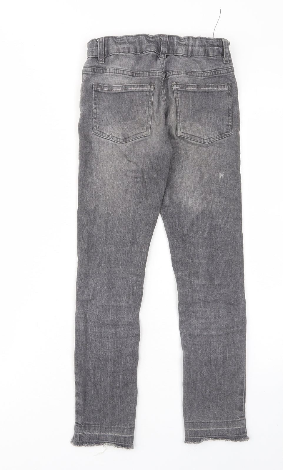 John Lewis Boys Grey Cotton Straight Jeans Size 9 Years Regular Zip - Pockets, Belt Loops, Elastic waist