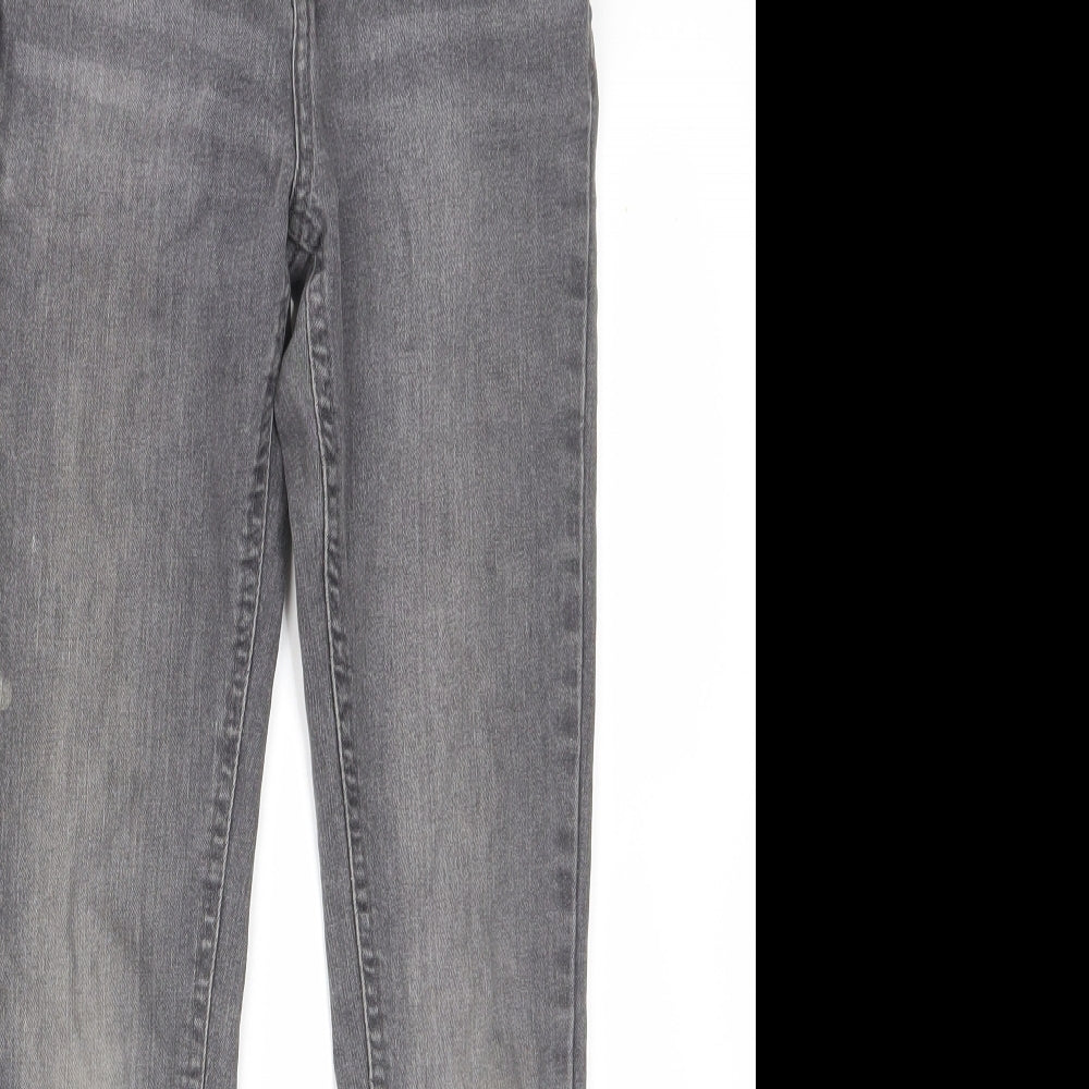 John Lewis Boys Grey Cotton Straight Jeans Size 9 Years Regular Zip - Pockets, Belt Loops, Elastic waist