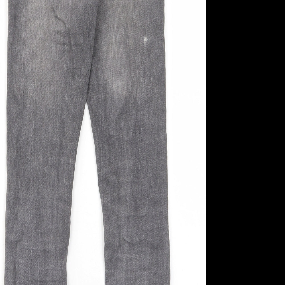 John Lewis Boys Grey Cotton Straight Jeans Size 9 Years Regular Zip - Pockets, Belt Loops, Elastic waist