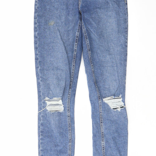 Topshop Womens Blue Cotton Skinny Jeans Size 28 in L32 in Regular Zip - Pockets, Belt Loops