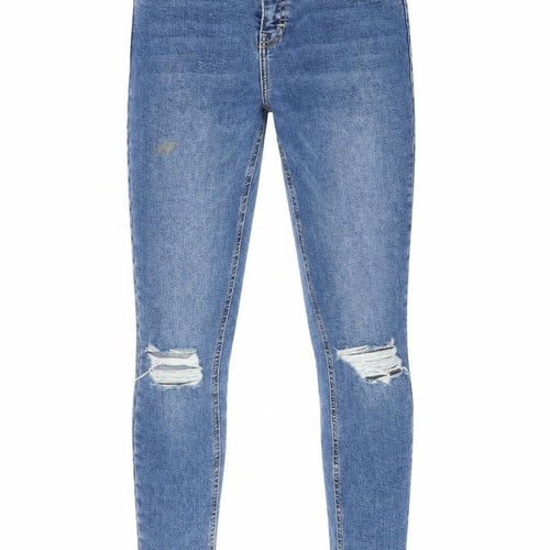Topshop Womens Blue Cotton Skinny Jeans Size 28 in L32 in Regular Zip - Pockets, Belt Loops