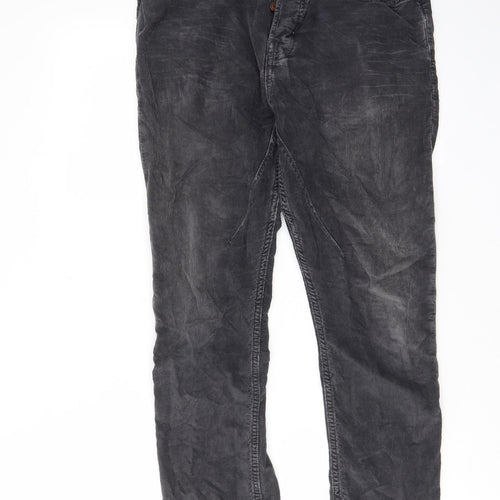 AllSaints Mens Grey Cotton Trousers Size 28 in L27 in Regular Zip - Pockets