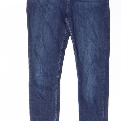 River Island Womens Blue Cotton Skinny Jeans Size 16 L30 in Regular Zip - Pockets, Belt Loops