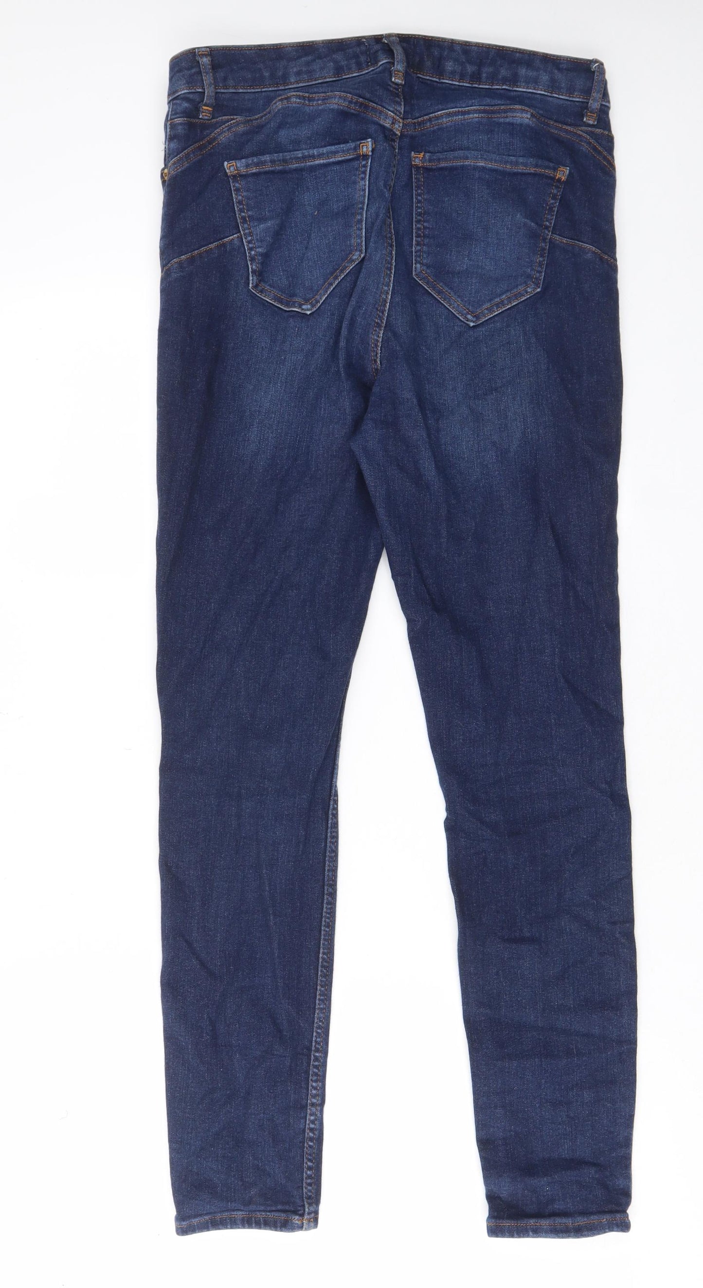 River Island Womens Blue Cotton Skinny Jeans Size 16 L30 in Regular Zip - Pockets, Belt Loops