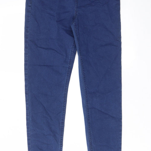 Marks and Spencer Womens Blue Cotton Skinny Jeans Size 10 L28 in Regular - Elastic waist