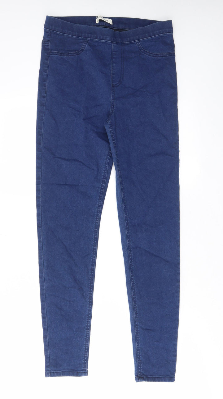 Marks and Spencer Womens Blue Cotton Skinny Jeans Size 10 L28 in Regular - Elastic waist