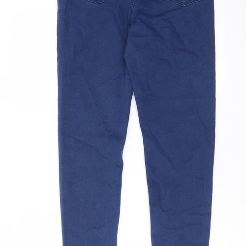 Marks and Spencer Womens Blue Cotton Skinny Jeans Size 10 L28 in Regular - Elastic waist