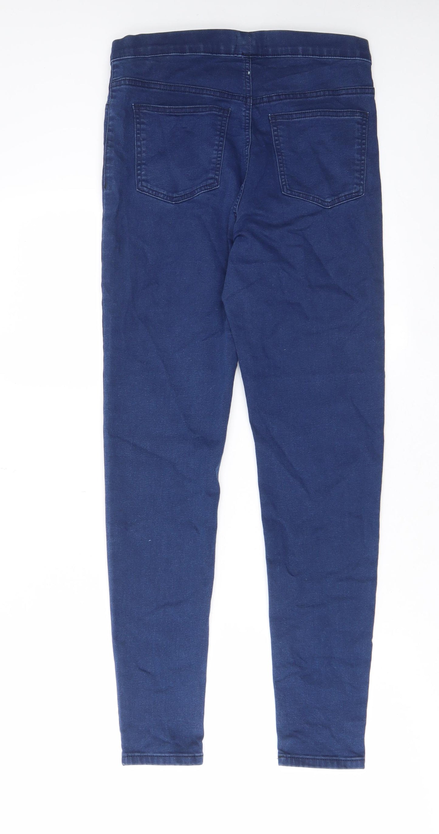 Marks and Spencer Womens Blue Cotton Skinny Jeans Size 10 L28 in Regular - Elastic waist