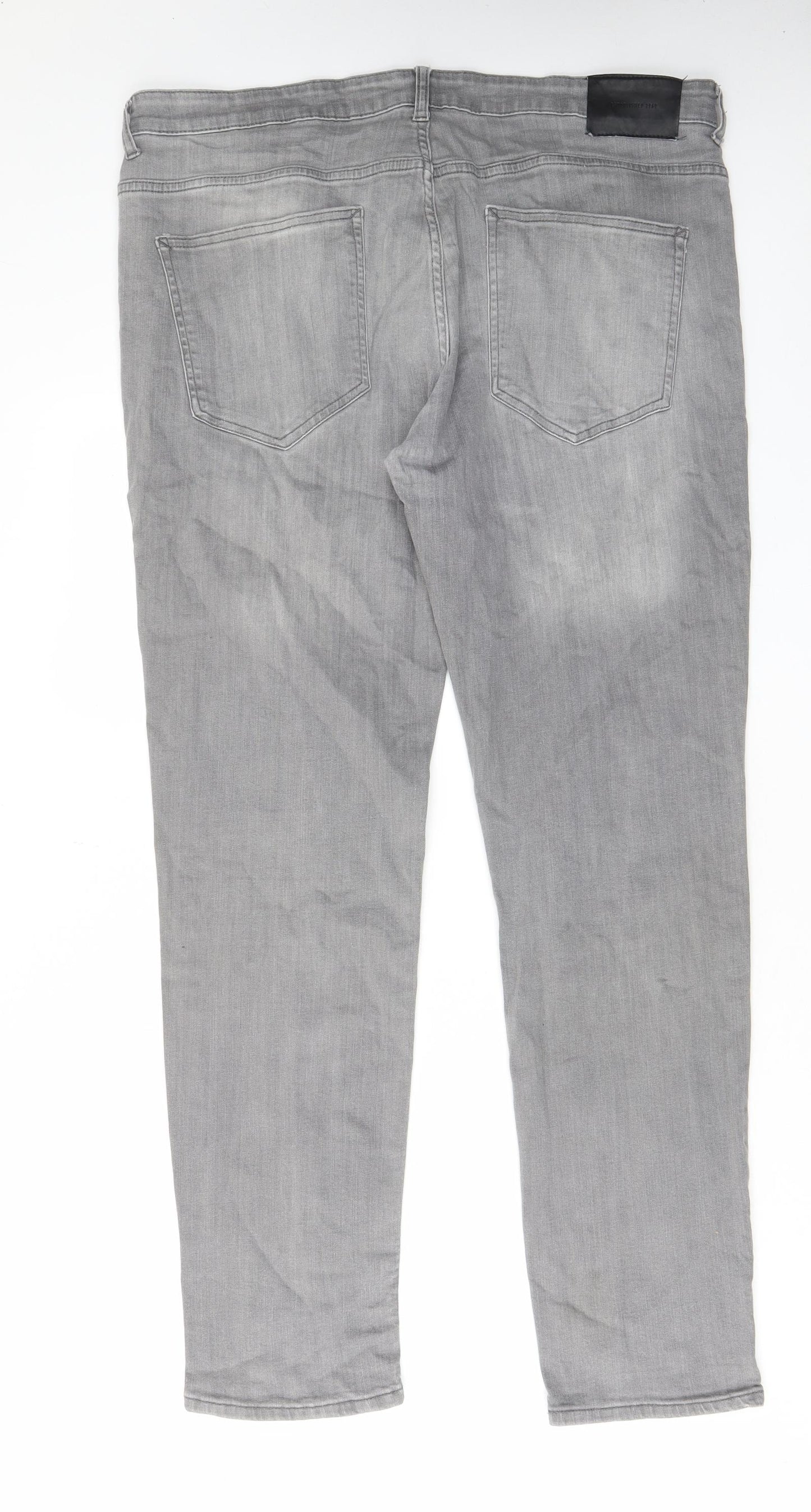 Denim & Co. Mens Grey Cotton Skinny Jeans Size 38 in L32 in Slim Zip - Pockets, Belt Loops