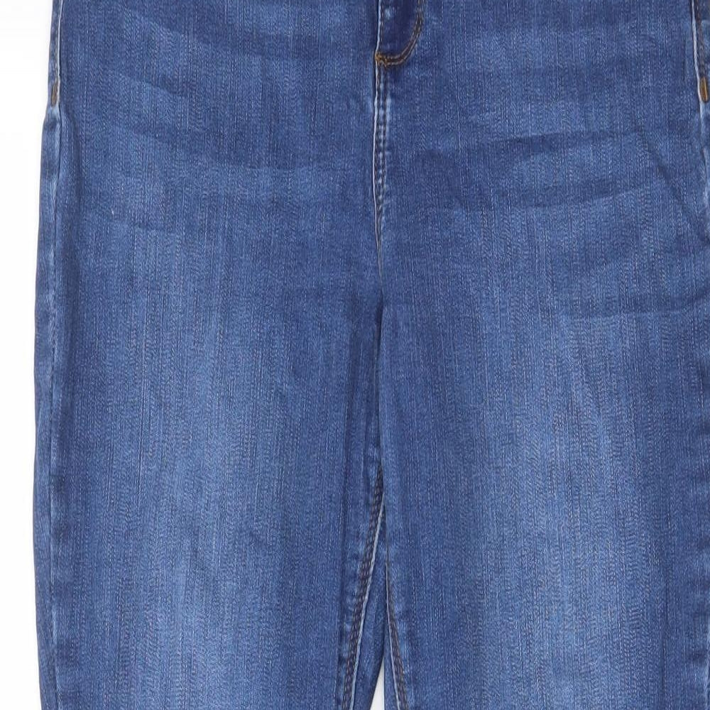River Island Womens Blue Cotton Skinny Jeans Size 14 L27 in Regular Zip - Pockets, Belt Loops