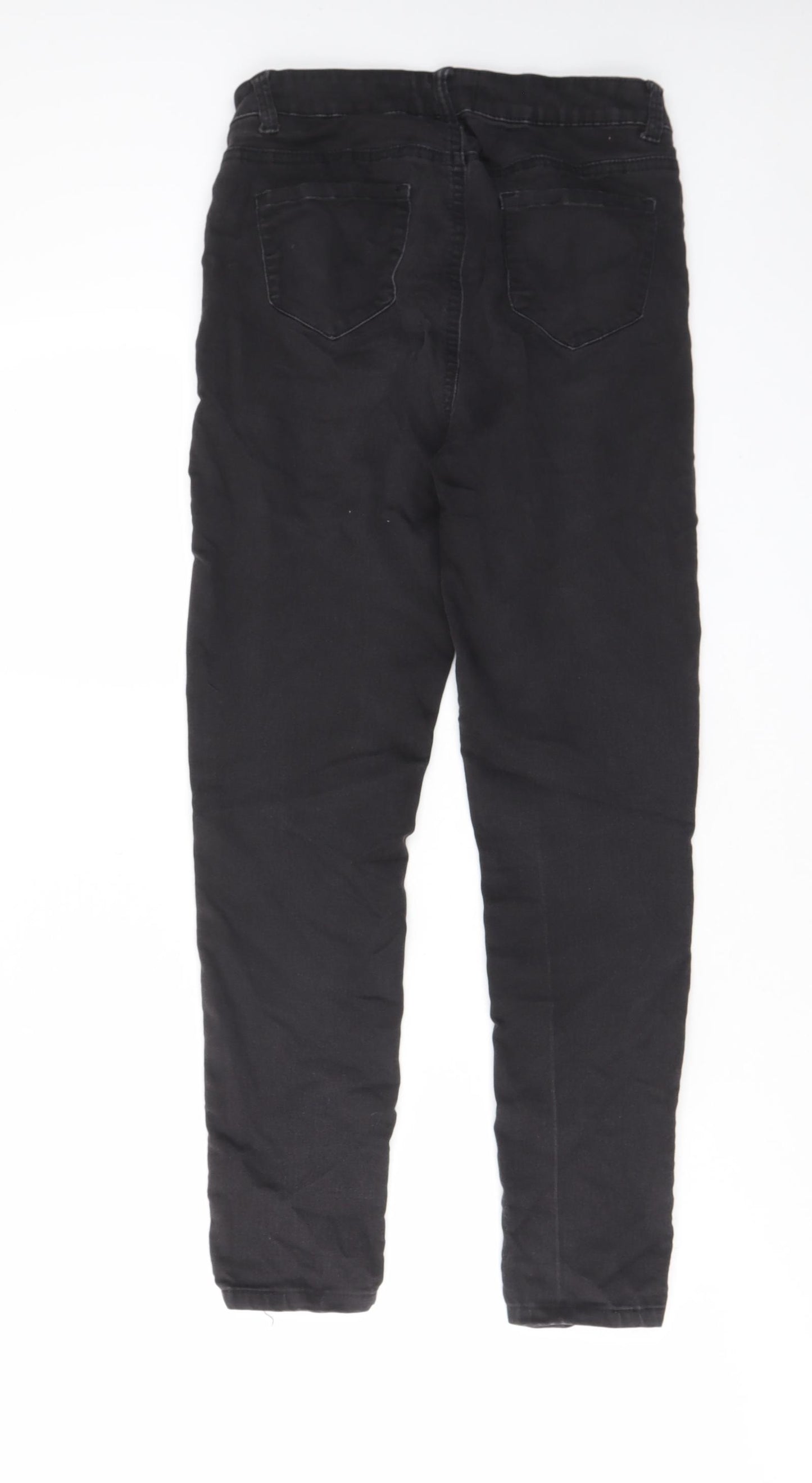 Peacocks Womens Black Cotton Skinny Jeans Size 10 L26 in Regular Zip - Pockets, Belt Loops