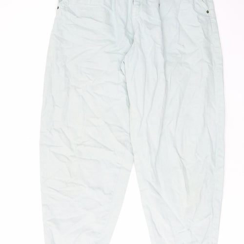 Zara Womens Green Cotton Mom Jeans Size 10 L26 in Regular Zip - Pockets, Belt Loops, Pleated