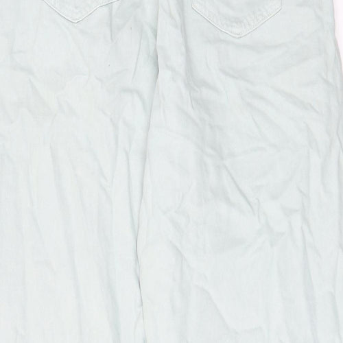 Zara Womens Green Cotton Mom Jeans Size 10 L26 in Regular Zip - Pockets, Belt Loops, Pleated
