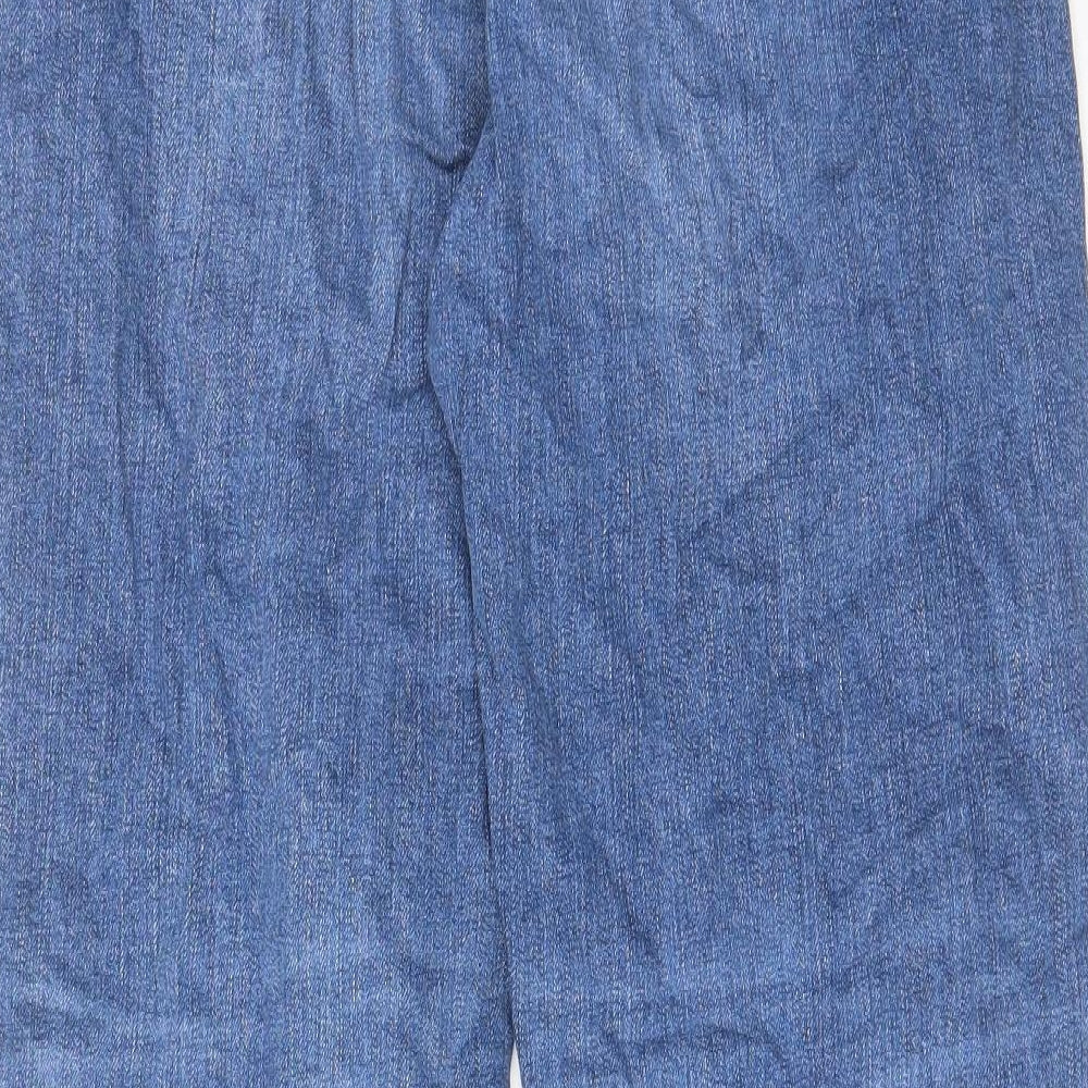 Marks and Spencer Womens Blue Cotton Mom Jeans Size 12 L27 in Regular Zip - Pockets, Belt Loops