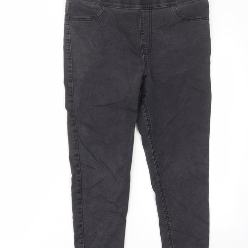 Marks and Spencer Womens Grey Cotton Skinny Jeans Size 14 L22 in Regular - Elastic waist