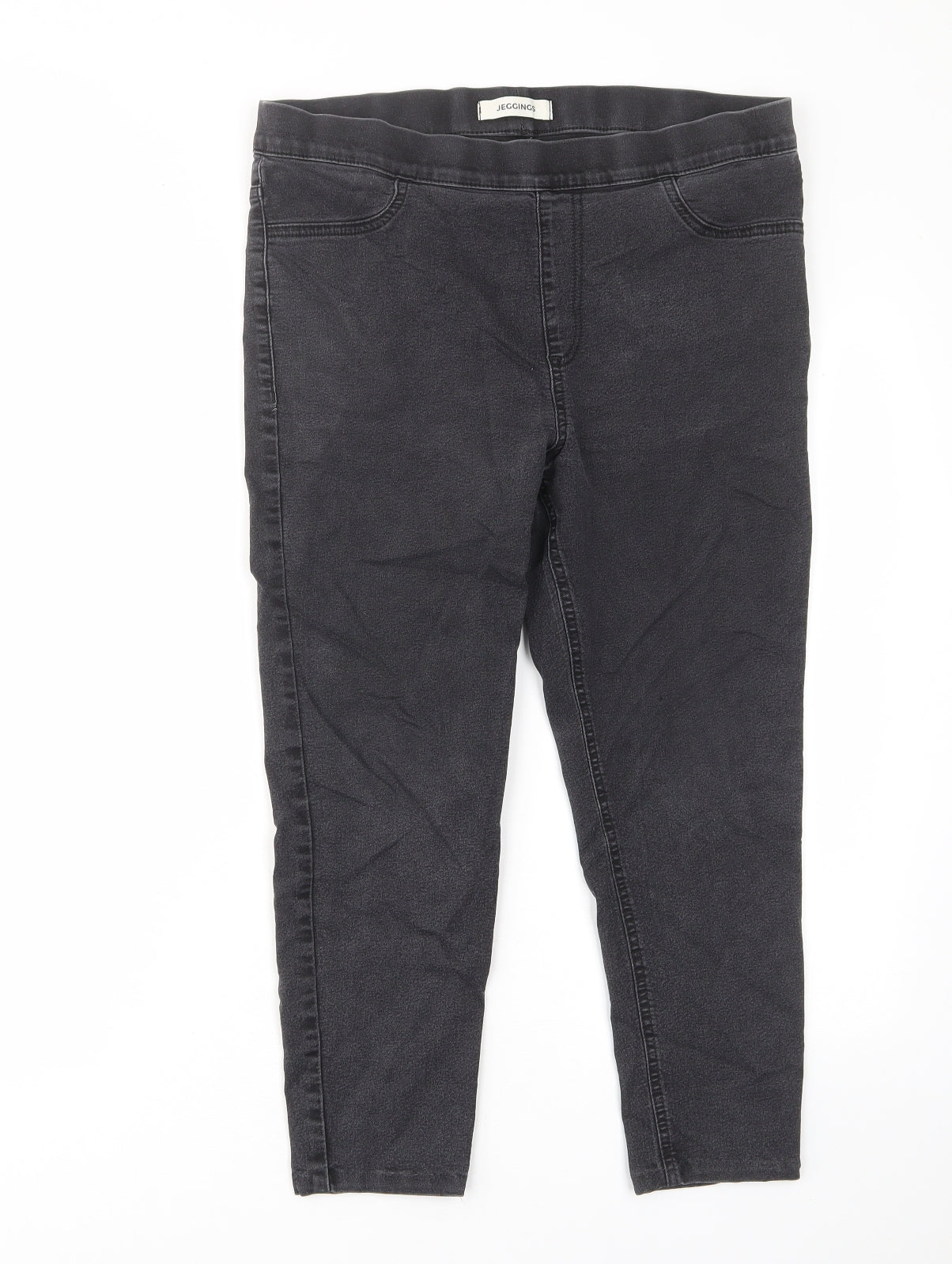 Marks and Spencer Womens Grey Cotton Skinny Jeans Size 14 L22 in Regular - Elastic waist