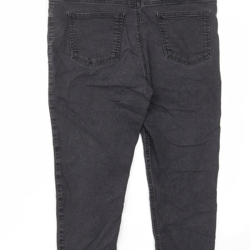 Marks and Spencer Womens Grey Cotton Skinny Jeans Size 14 L22 in Regular - Elastic waist