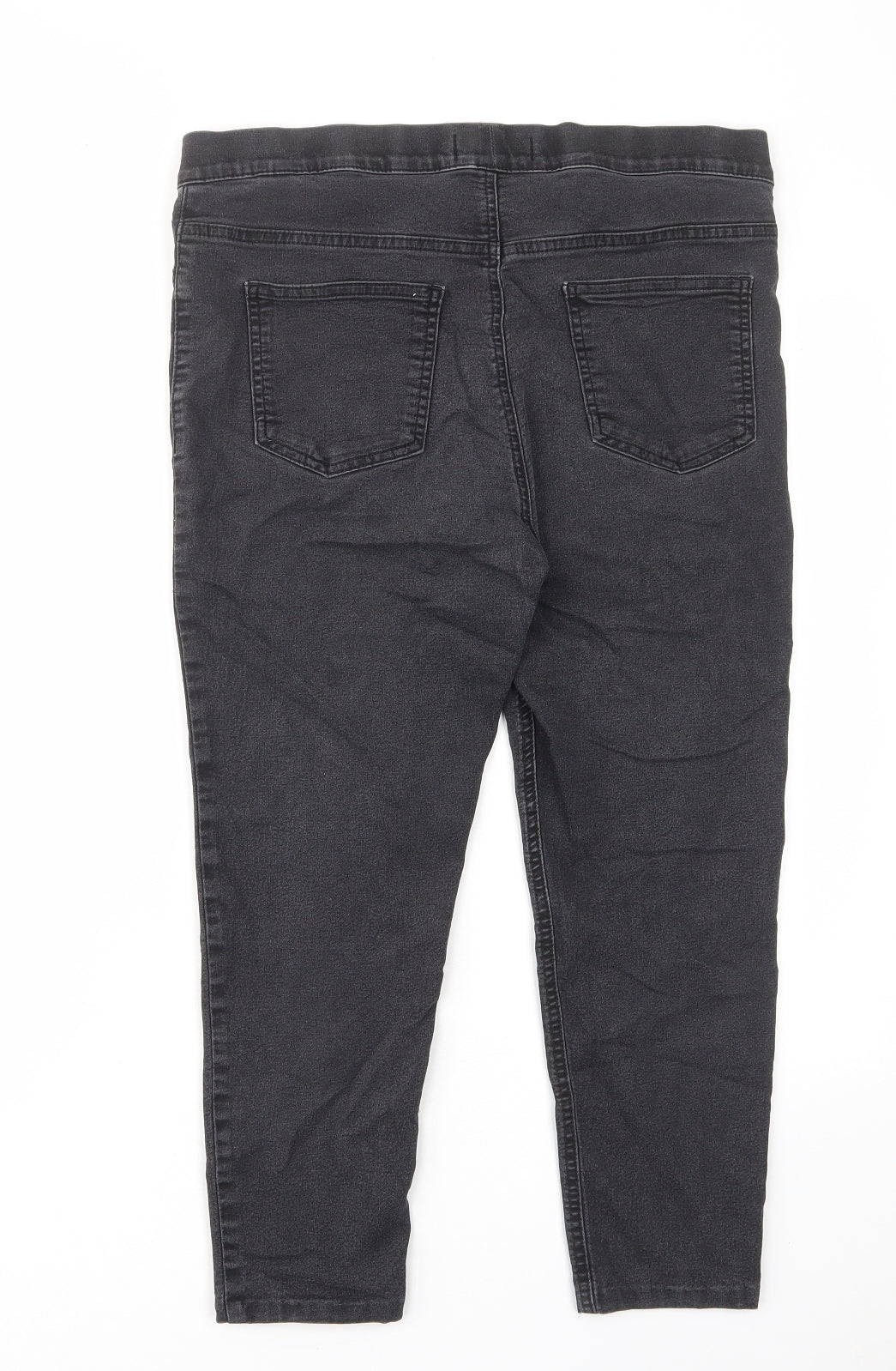 Marks and Spencer Womens Grey Cotton Skinny Jeans Size 14 L22 in Regular - Elastic waist