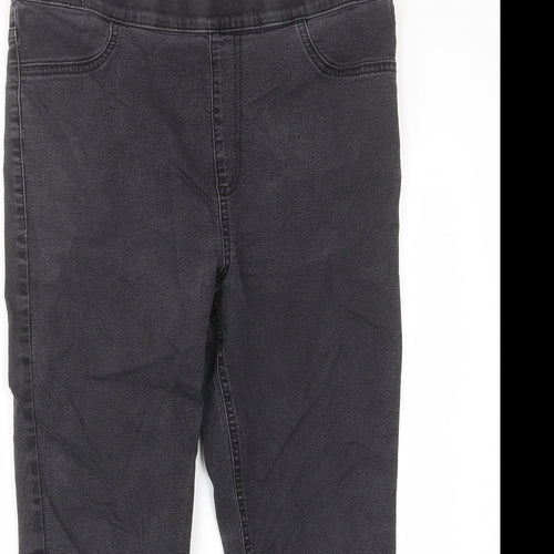 Marks and Spencer Womens Grey Cotton Skinny Jeans Size 14 L22 in Regular - Elastic waist