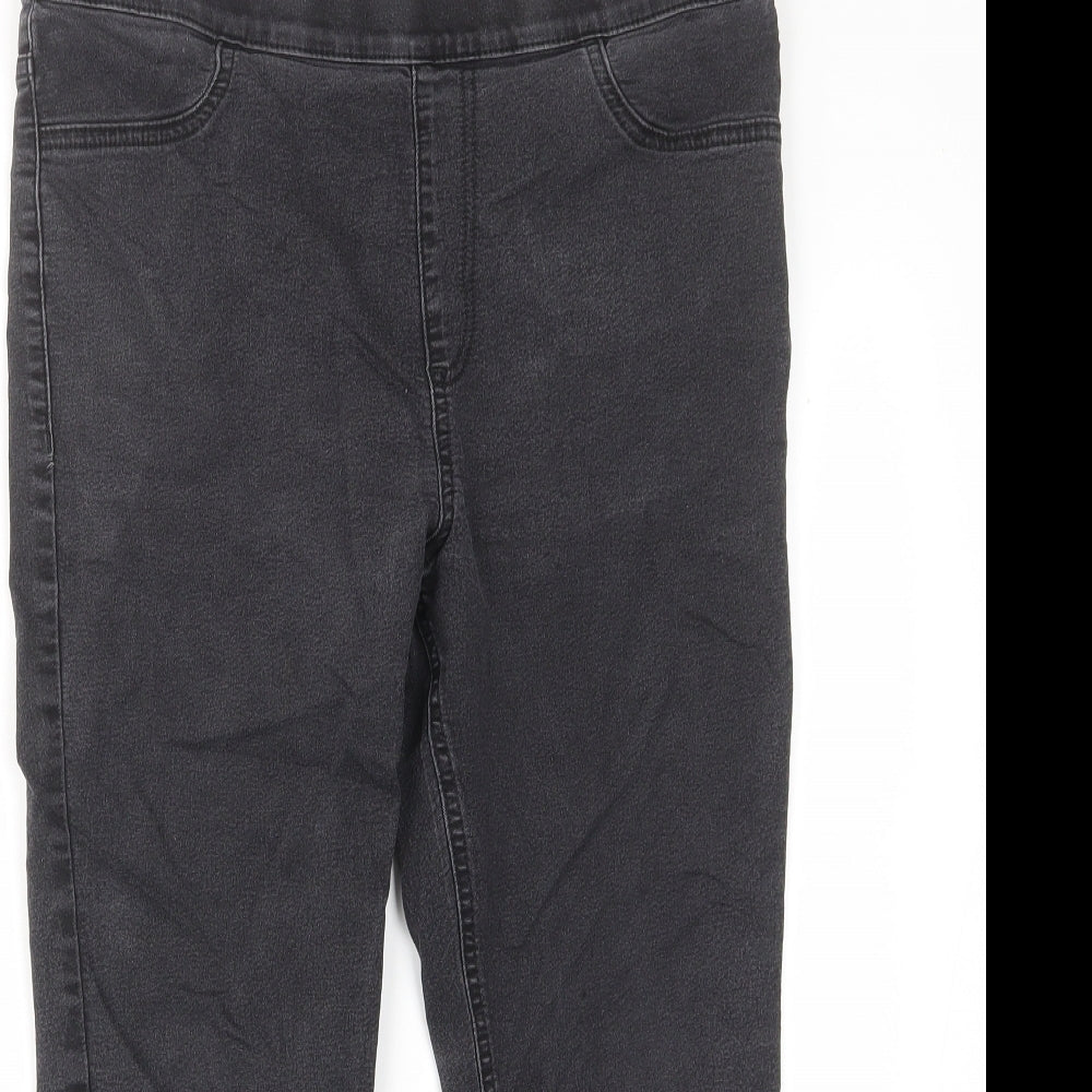 Marks and Spencer Womens Grey Cotton Skinny Jeans Size 14 L22 in Regular - Elastic waist