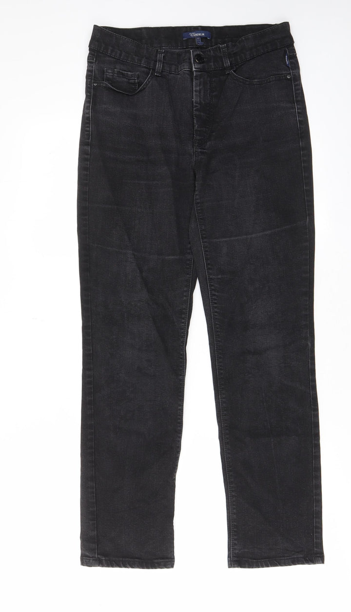 Atelier Gardeur Womens Black Cotton Straight Jeans Size 10 L28 in Regular Zip - Pockets, Belt Loops