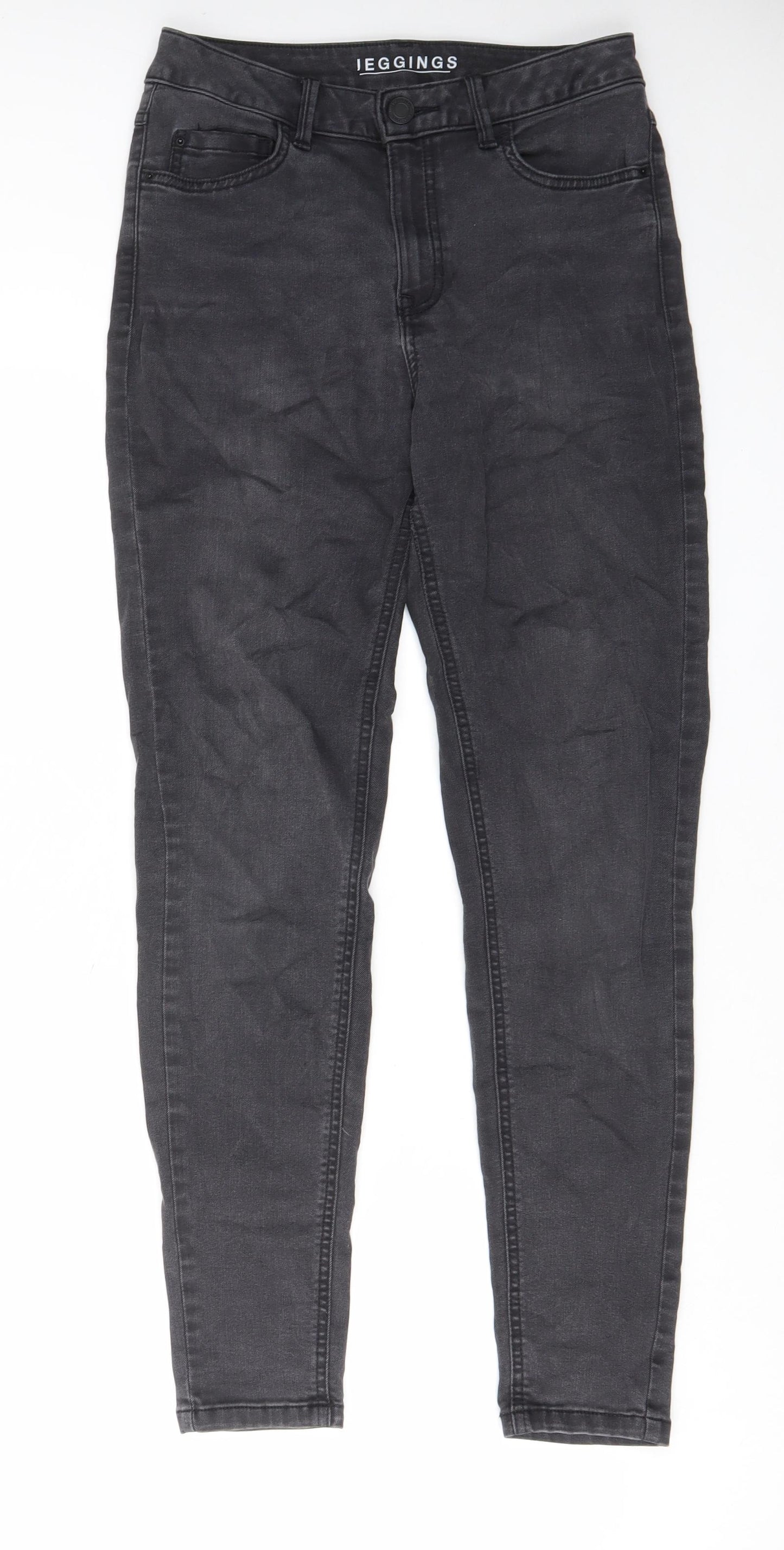 Marks and Spencer Womens Grey Cotton Skinny Jeans Size 10 L29 in Regular Zip - Pockets