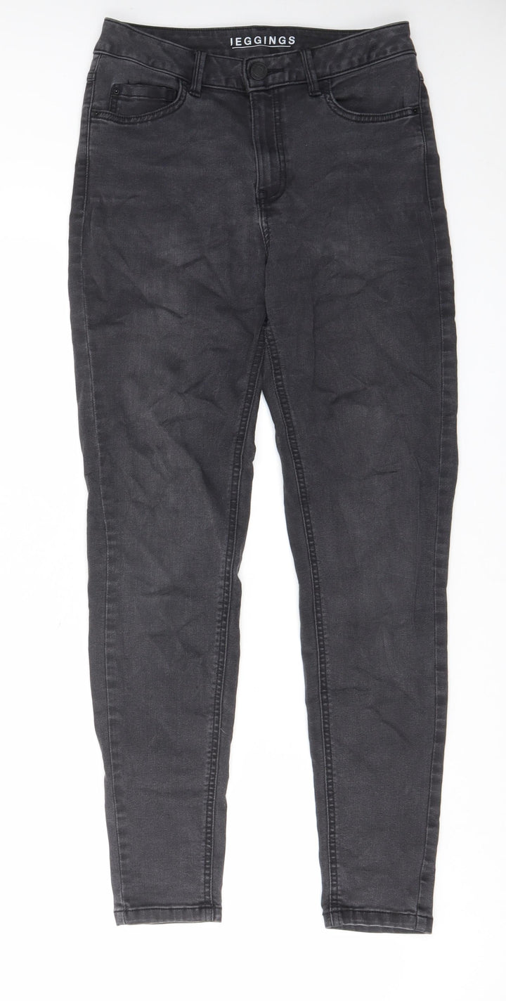 Marks and Spencer Womens Grey Cotton Skinny Jeans Size 10 L29 in Regular Zip - Pockets