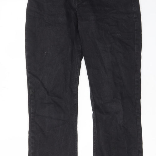 H&M Womens Black Cotton Straight Jeans Size 10 L31 in Regular Button - Pockets, Belt Loops