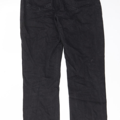 H&M Womens Black Cotton Straight Jeans Size 10 L31 in Regular Button - Pockets, Belt Loops